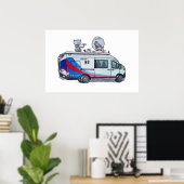 Klassieke TV Nieuwsbus Poster (Thuiskantoor)