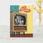 Klassieke TV Set Retro Verjaardag Kaart (Gele Bloem)