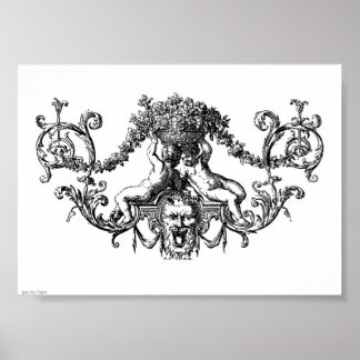 Klassieke twee Cherubs met Ivy en Flowers Poster