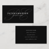 Klassieke twee letter Fancy monogram zwart Visitekaartje (Voorkant / Achterkant)