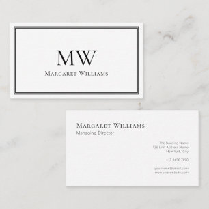 Klassieke twee letter monogram professioneel visitekaartje