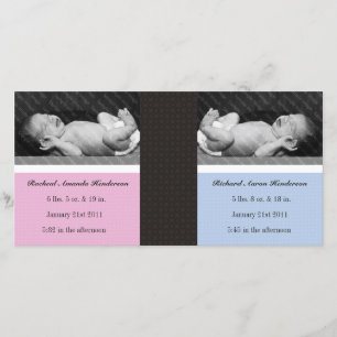 Klassieke Twin Girl Boy Dubbele Nieuwe Baby Foto K Aankondiging