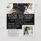 Klassieke typemachine, schrijversboekhandtekening flyer (Voorkant)