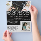 Klassieke typemachine, schrijversboekhandtekening flyer (Hand)