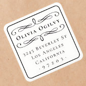 Klassieke Typografie Aangepaste Naam Retouradres Vierkante Sticker
