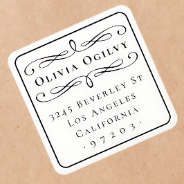 Klassieke Typografie Aangepaste Naam Retouradres Vierkante Sticker