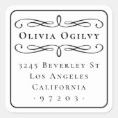 Klassieke Typografie Aangepaste Naam Retouradres Vierkante Sticker (Voorkant)