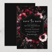 Klassieke Typografie Bourgondische bruiloft Save The Date (Voorkant / Achterkant)