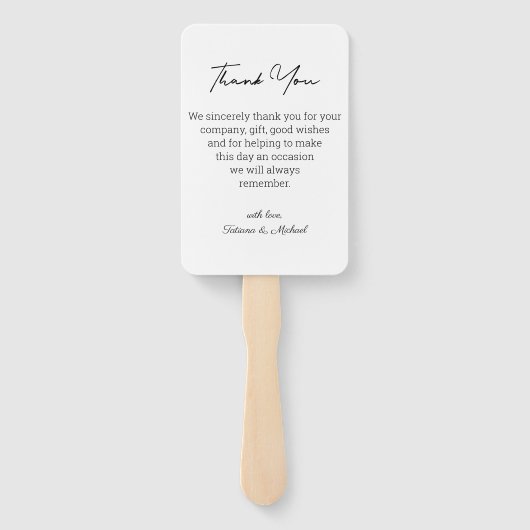 Klassieke typografie Dank u bruiloft boog foto Handwaaier (Achterkant)