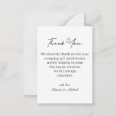 klassieke typografie dank u bruiloft fotokaart notitiekaartje (Achterkant)