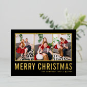 Klassieke typografie Foto Collage Black Kerstmis Folie Feestdagenkaart (Staand Voorkant)