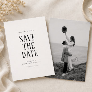 Klassieke typografie foto trouwkaart save the date