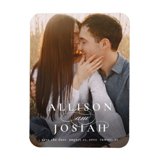 Klassieke Typografie Foto Weddenschap Save the Dat Magneet (Verticaal)