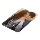 Klassieke Typografie Foto Weddenschap Save the Dat Magneet (Linkerzijde)