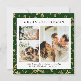 Klassieke Typografie Groen | Familiefoto Kerstmis Feestdagenkaart
