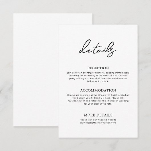 Klassieke typografie informatiekaartje (Voorkant / Achterkant)