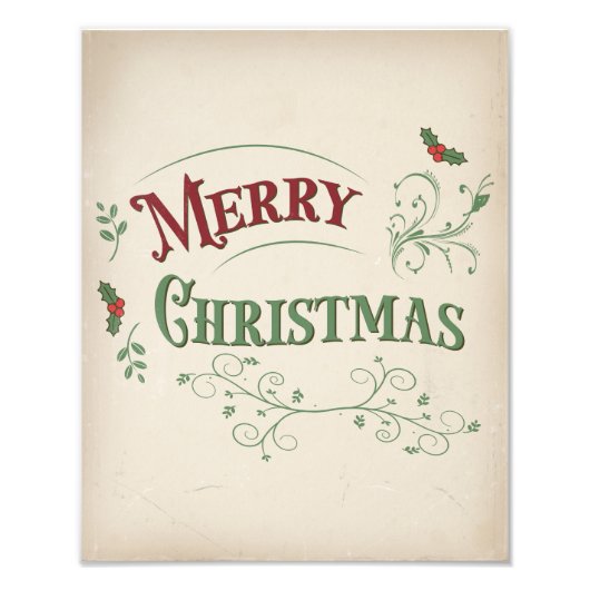 Klassieke typografie met Kerstmis tekst Foto Afdruk (Voorkant)