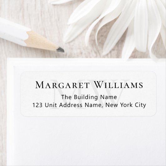 Klassieke typografie monogram professioneel adres etiket (Insitu)