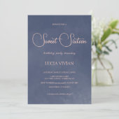 Klassieke typografie Navy Blue Smoke Sweet 16 Kaart (Staand voorkant)