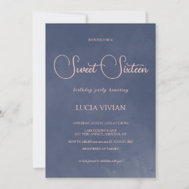 Klassieke typografie Navy Blue Smoke Sweet 16 Kaart