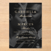 Klassieke typografie-overlay fotobruiloft acryl uitnodigingen (Voorkant)