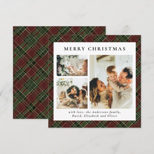 Klassieke typografie rood en groen | Foto van Kers Feestdagenkaart (Voorkant / Achterkant)