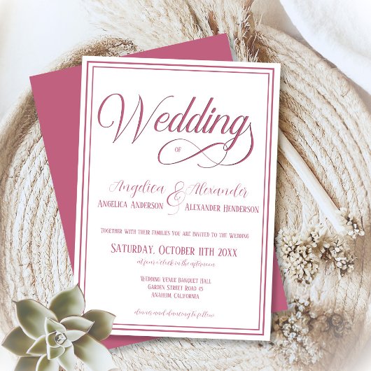 Klassieke Typografie Rosegold White Formal Wedding Kaart