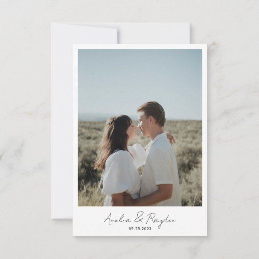 Klassieke Typografie Script Foto Bruiloft Bedankkaart (Achterkant)