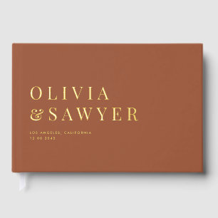 Klassieke Typografie Terracotta Fotobruiloft Gastenboek