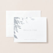 Klassieke Typografie Trouwfoto Dank u Zilver Folie Kaarten (Voorkant met envelop)