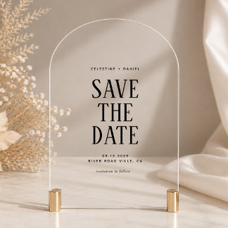 Klassieke typografie trouwkaart 'Save the Date' va Acryl Uitnodigingen