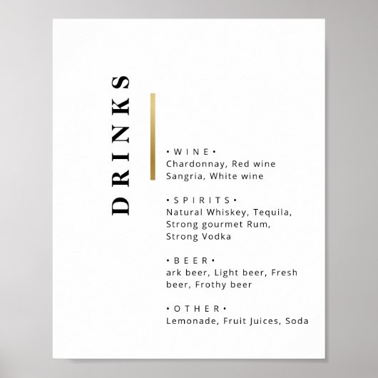Klassieke typografie voor bruiloftsbarmenu in zwar poster (Voorkant)