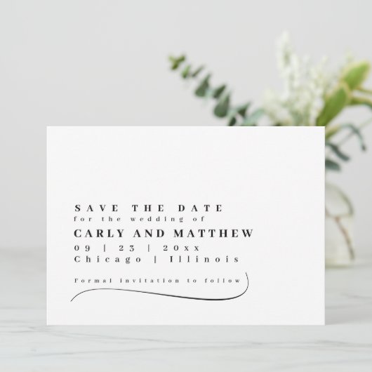 Klassieke typografie Zwart Wit Save The Date (Staand voorkant)