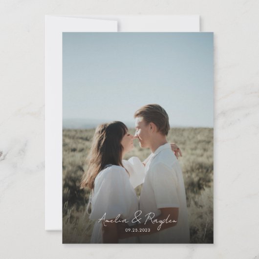 Klassieke typografiescript QR Code Weddenschap Kaart (Achterkant)