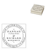 Klassieke Typografische Bruiloft Ronde Retouradres Rubberstempel (Gestempeld)