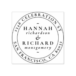 Klassieke Typografische Bruiloft Ronde Retouradres Rubberstempel