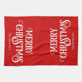 Klassieke Typografische Kerst Keukenhanddoek (Horizontaal)