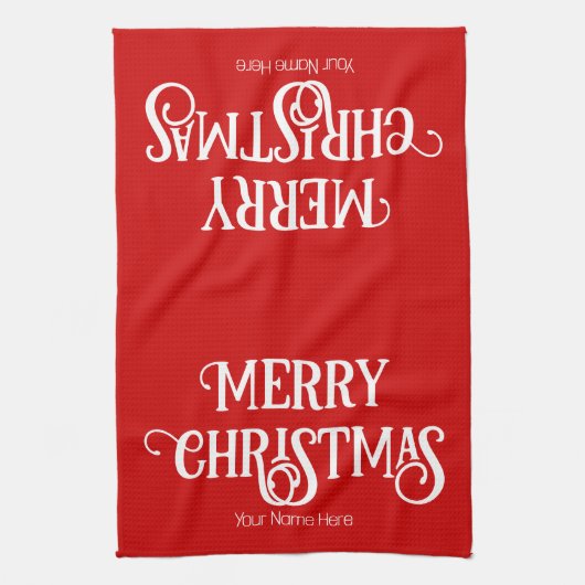 Klassieke Typografische Kerst Keukenhanddoek (Verticaal)