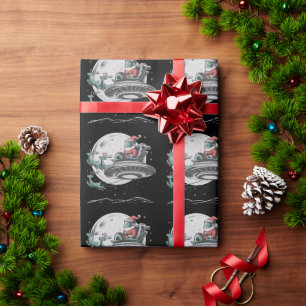 Klassieke UFO Kerstman Alien Kerstmis Cryptid Cadeaupapier