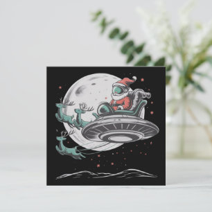 Klassieke UFO Kerstman Alien Kerstmis Cryptid  Feestdagenkaart