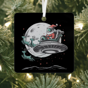 Klassieke UFO Kerstman Alien Kerstmis Cryptid Metalen Ornament