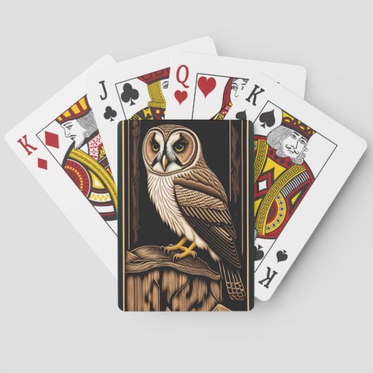 Klassieke Uil Houtsnede Pokerkaarten (Achterkant)