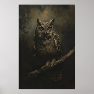 Klassieke uilschildering, vogel wanddecoratie, don poster