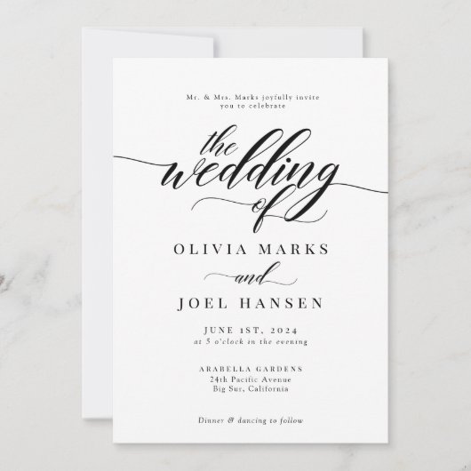 Klassieke uitnodigende uitnodiging voor weddenscha (Voorkant)