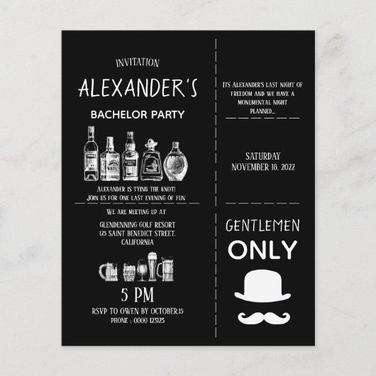 Klassieke uitnodiging aan Bachelor Party. Flyer (Voorkant)