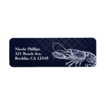 Klassieke uitnodiging in navyblauw met kreeft eleg