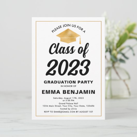 Klassieke uitnodiging tot Afstuderen (Staand voorkant)