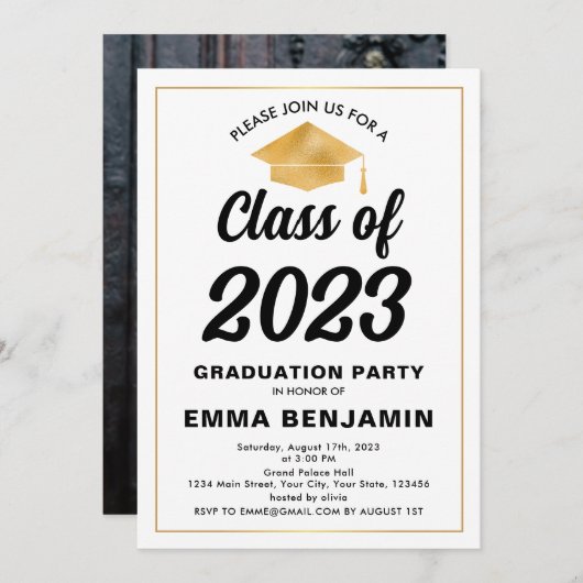 Klassieke uitnodiging tot Afstuderen (Voorkant / Achterkant)