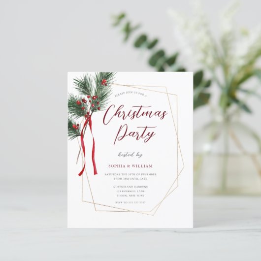 Klassieke uitnodiging tot Lijst voor kerstfeestdag (Staand voorkant)