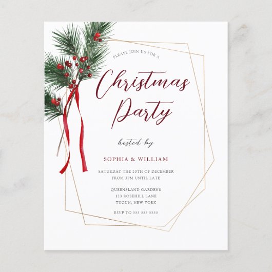 Klassieke uitnodiging tot Lijst voor kerstfeestdag (Voorkant)